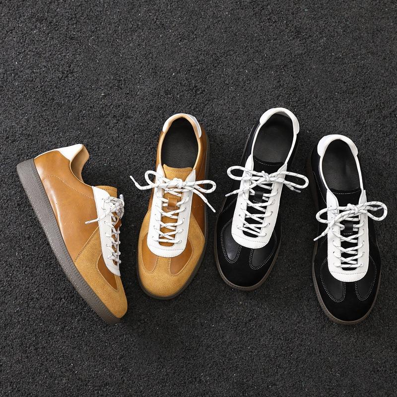 Niche sports and leisure board shoes men's leather breathable and versatile retro invisible inner height increase m