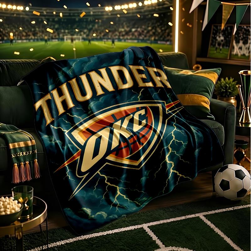 Thunder OKC Basketball Blanket Lightweight Flannel Bedding Blanket Perfect for Travel, Camping, Living Rooms, Offices, Sofas, Fan Christmas Gift