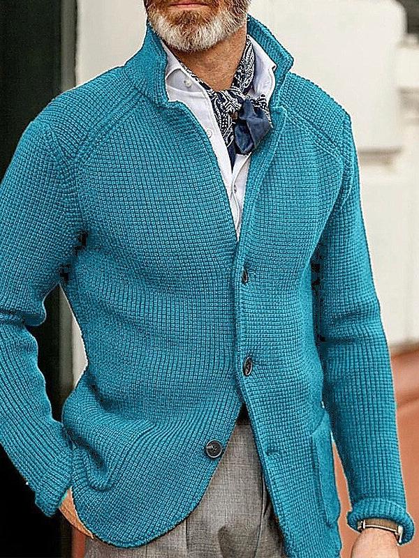 Men's Casual Long Sleeve Solid Color Knit Jacket