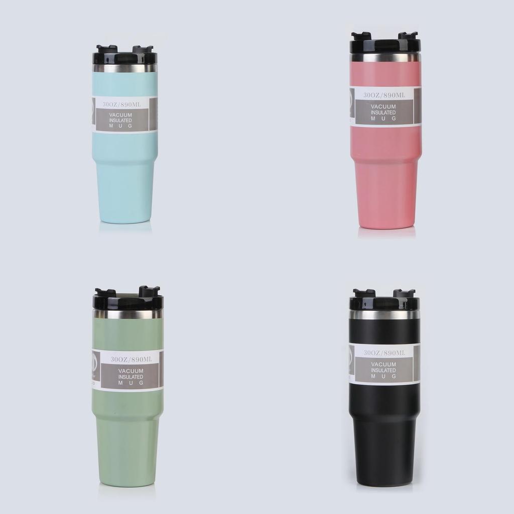 Stylish Modern Vacuum Insulated Car Cup With Straw And Handle 30oz 20oz