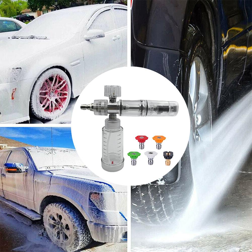 100ml Soap Foam Spray Bottle Adjustable Pressure Washer Gun with 5 Nozzle Tips Foam Spray Pot for Cleaning Cars SUVs