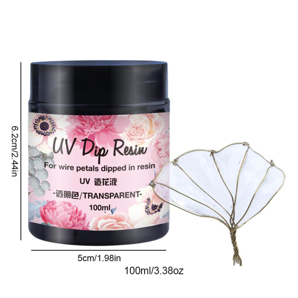 UV DIP Resin Glue for Wire Flower Petals Transparent Liquid Ultraviolets Curing Crystal Glue Jewelry Making for Beginner