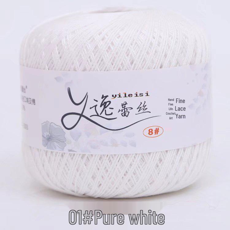 8# 100% Cotton Lace Yarn - 50g Ball, 400m, Strong Twist Crochet Thread for Hand-knitting, Flowers, Hats, and Cardigans - Free Shipping.