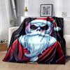 1Pc Christmas Skull Santa Blanket Soft And Comfortable Casual Warm Camping Travel Christmas Halloween Gift M921531