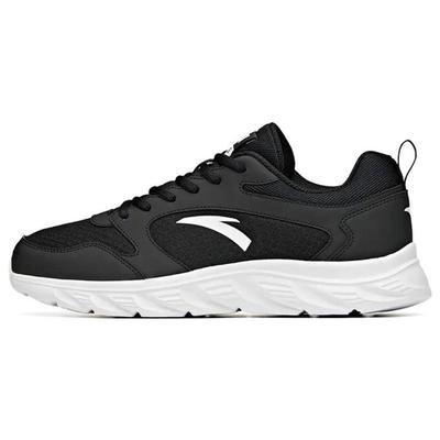 Textile, Leather Cushioning Slip Resistant Low Top Running Shoes Men's Black White 912525502F-6
