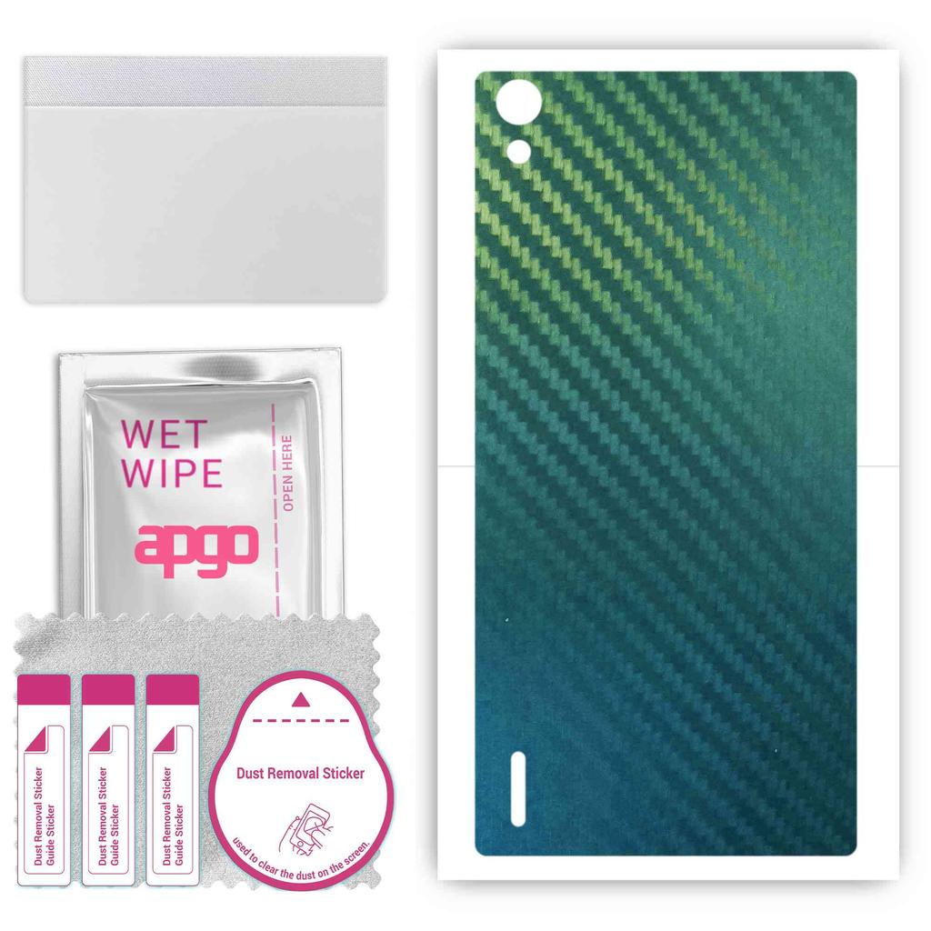 apgo Protective Skin Sticker for the back compatible with Huawei Ascend P7, Wrap Film, Foil, Vinyl - Pattern Carbon Chameleon CAKA1