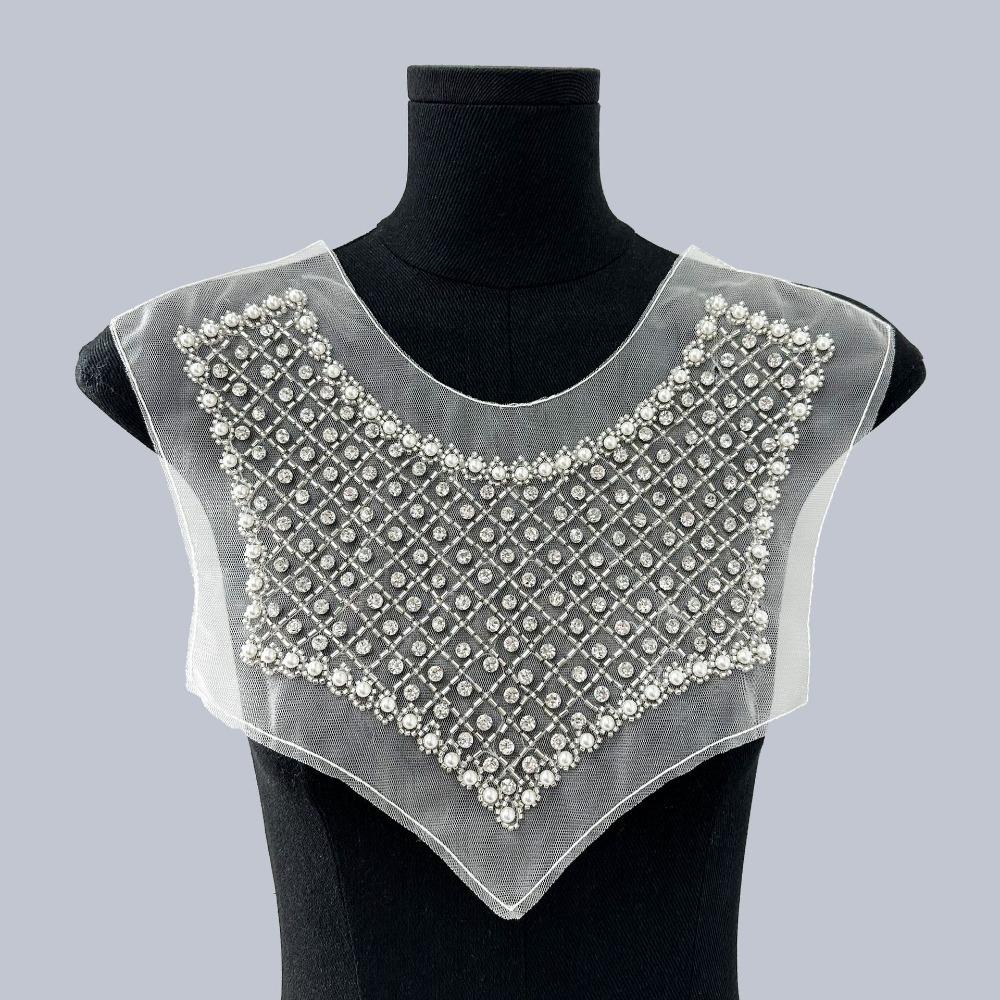 

Украшение из бисера, передний воротник, цветочная тканевая наклейка, белый цветок на груди, модная брошь, аксессуары