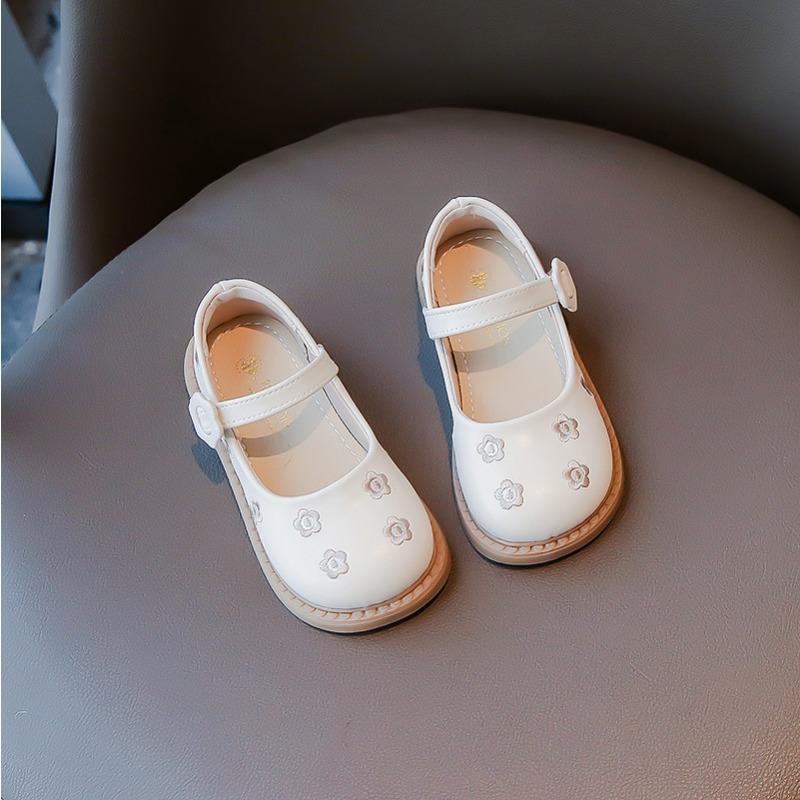 

Детская одинарная обувь. Весенне-осенние новые туфли для девочек с неглубоким горлышком и мягкой подошвой с бантом. Туфли принцессы с вышивкой. Нескользящие дышащие кожаные туфли. 21 белый