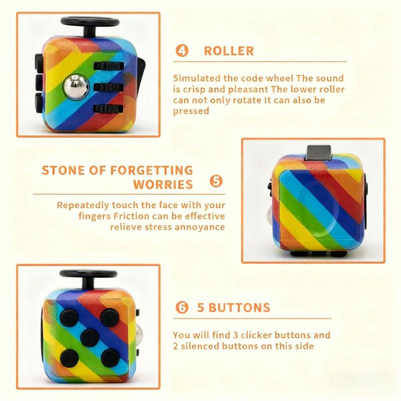 Fidget Cube Decompression Toy 3.4Cm Antistress Games Toys For Kids Adults Autism Adhd Antistress Anxiety Stress Relief Cu