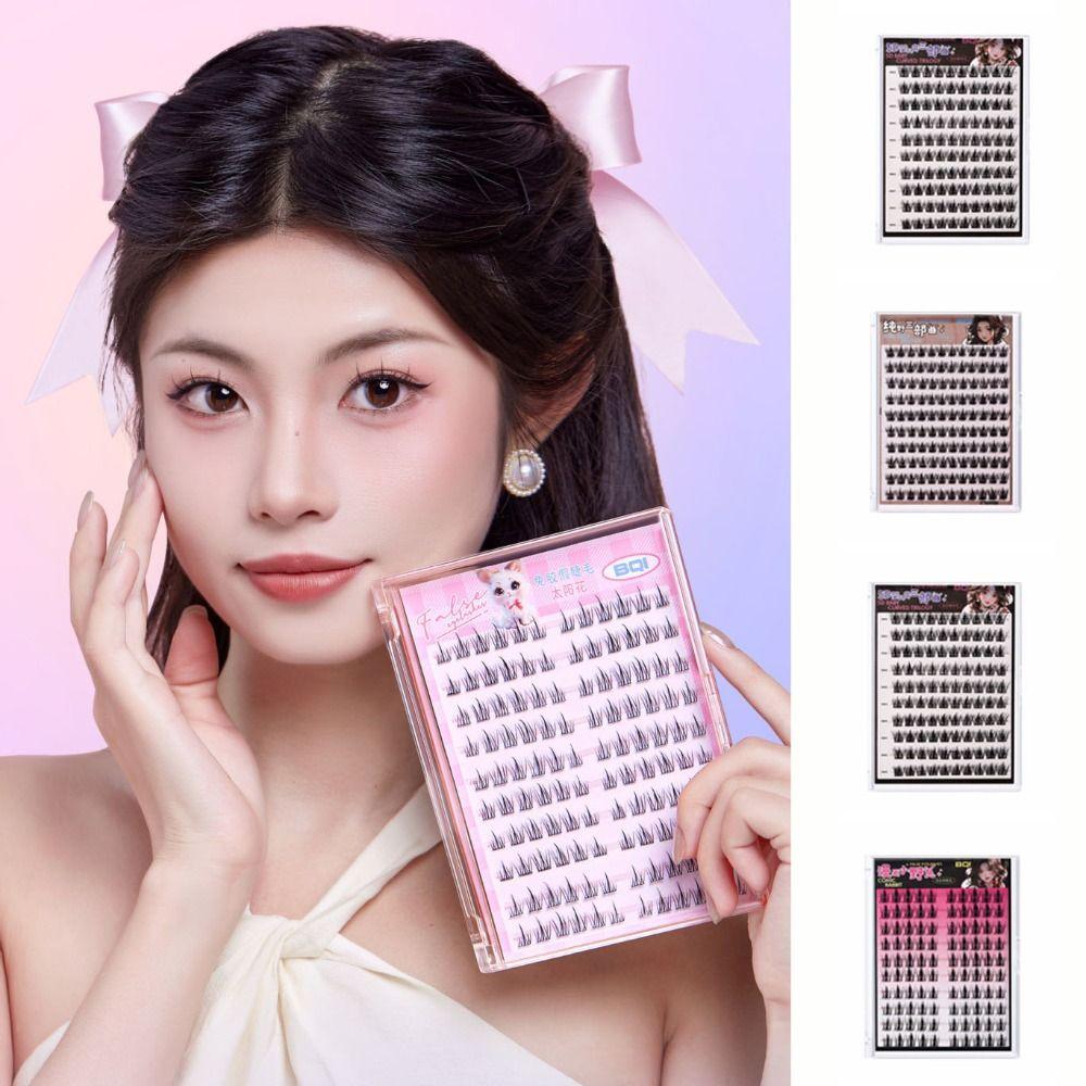 

5D Glue-Free Fake Lashes Soft Segmented Eyelashes Bundles Self-adhesive False Eyelashes Party Sunflower