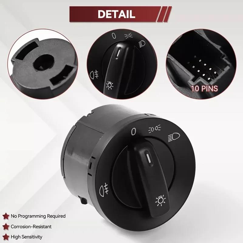 Headlight Control Switch Fog Light Knob For Volkswagen VW Golf MK5 MK6 Passat B6 Jetta 5 6 Tiguan Touran Caddy Eos 1K0941431BB Pushbutton Switches 3