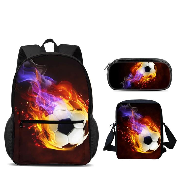 Soccer backpack, pencil case, shoulder bag 3Pcs Set, sports style, football, best partner for male and female students in school