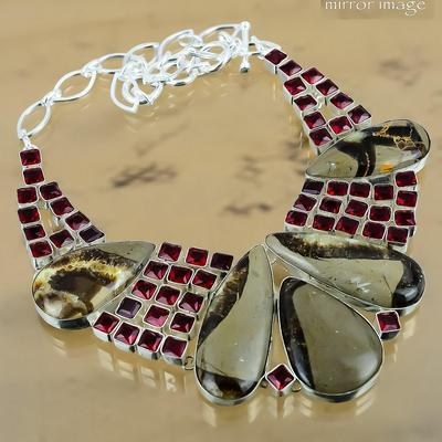 Natürliche Septarien Edelstein Kette Verstellbare Halskette 925 Silber Für Damen