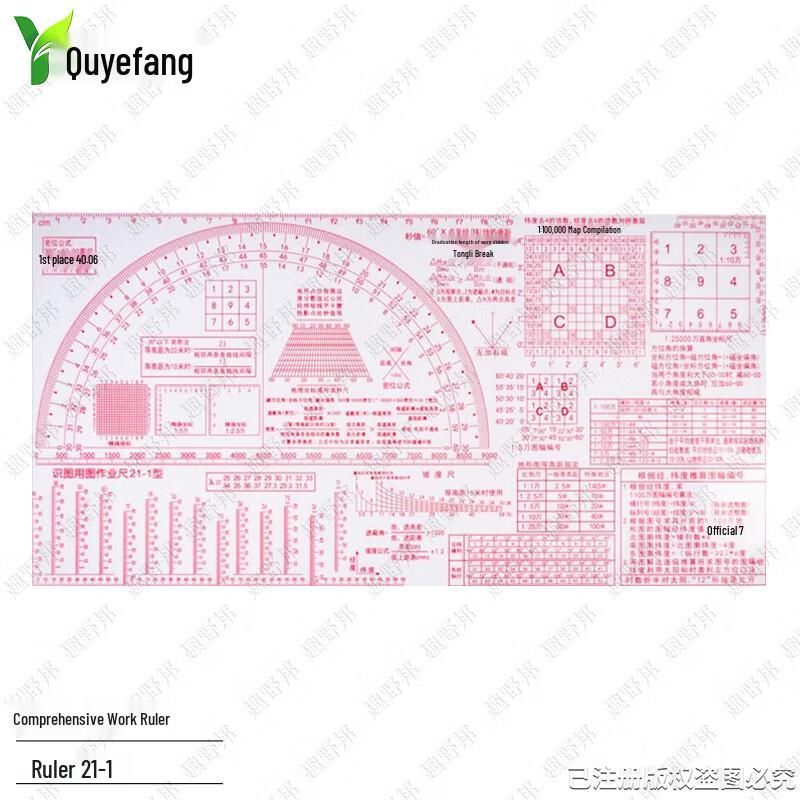 Quyebang 1:50000 Geographic Coordinate Integrated Operation Ruler