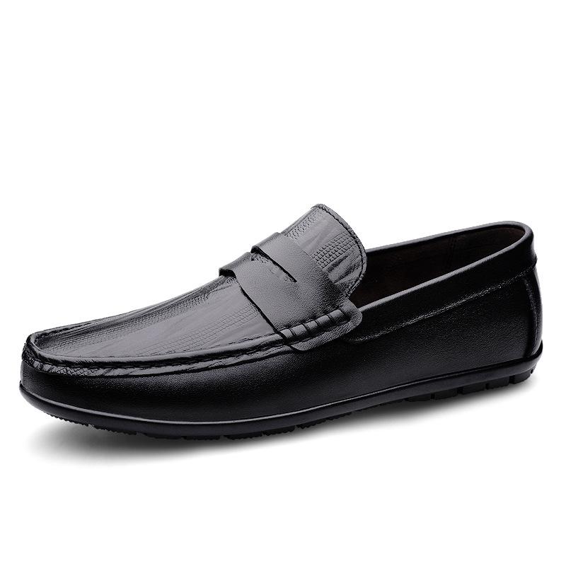 New Men s Genuine Leather Slip-On Loafers, Soft Sole, Trendy Casual Shoes for Spring/Summer 2025. 44 чёрный