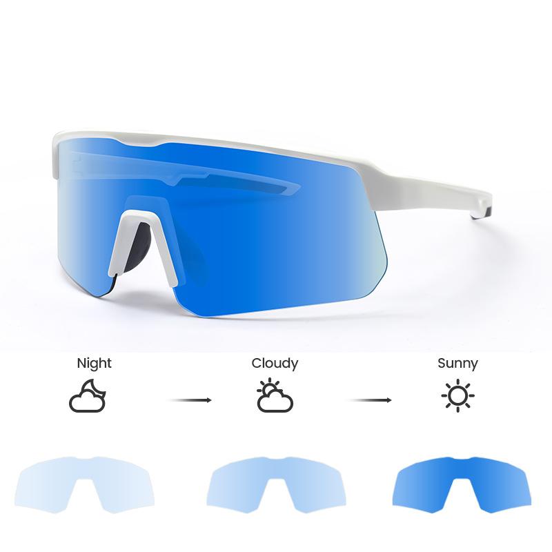 Cycling Photochromic Glasses, Outdoor Bicycle Marathon Windproof Men's Goggles, Sports Glasses Suitable for Day and Night Use for Women