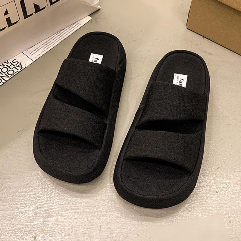 Thick-soled Black Cool Slippers Women's Summer Wear 2025 New High-end Feeling Not Tired Feet Internet Celebrity Explosion Beach One-word Drag
