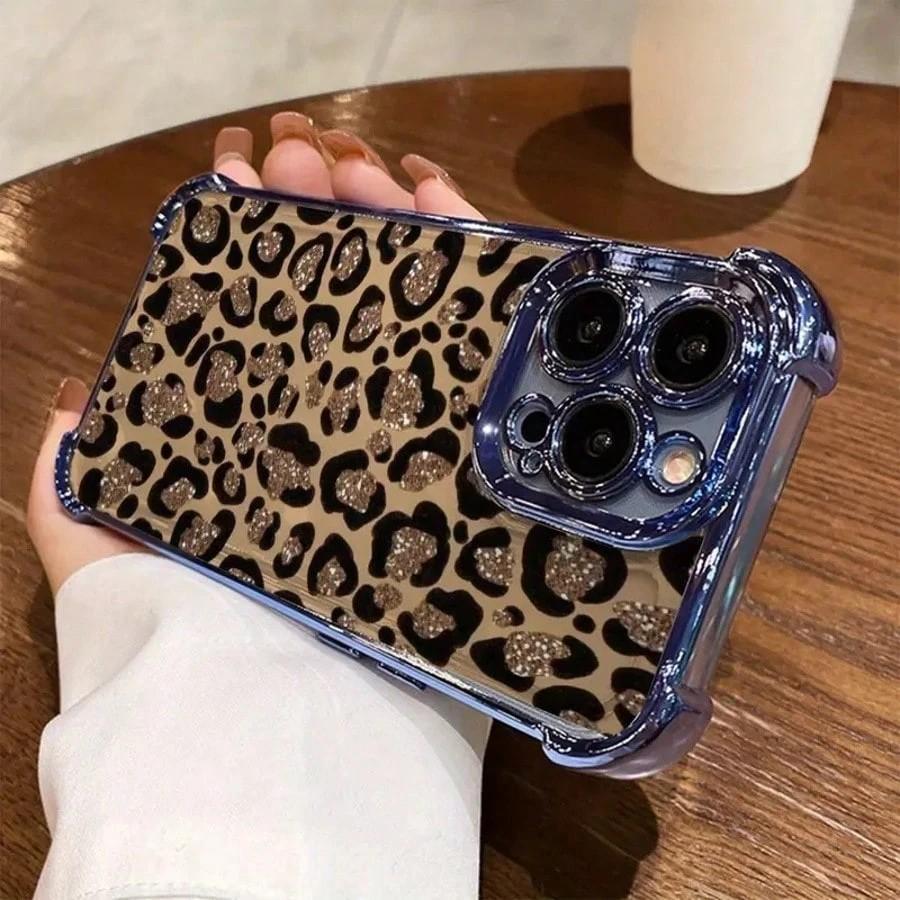 Golden Leopard Print Four Corner Case for Samsung Galaxy S25 S24 S23 S22 S21 Ultra Plus S20 FE A73 A55 A54 A52 5G A51 4G Cover
