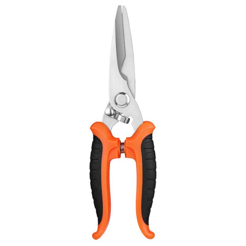 Multi-Functional Stainless Steel Electrician Shears for Cutting Wire, Iron, and Aluminum.
