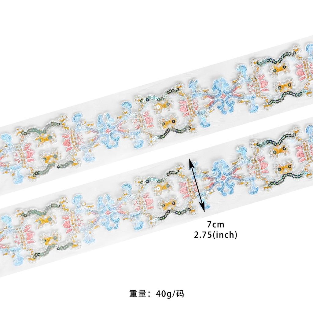 7Cm Mesh Bead Sequin Strand Embroidery Barcode Clothing Dress Bag Decorative Lace Accessories