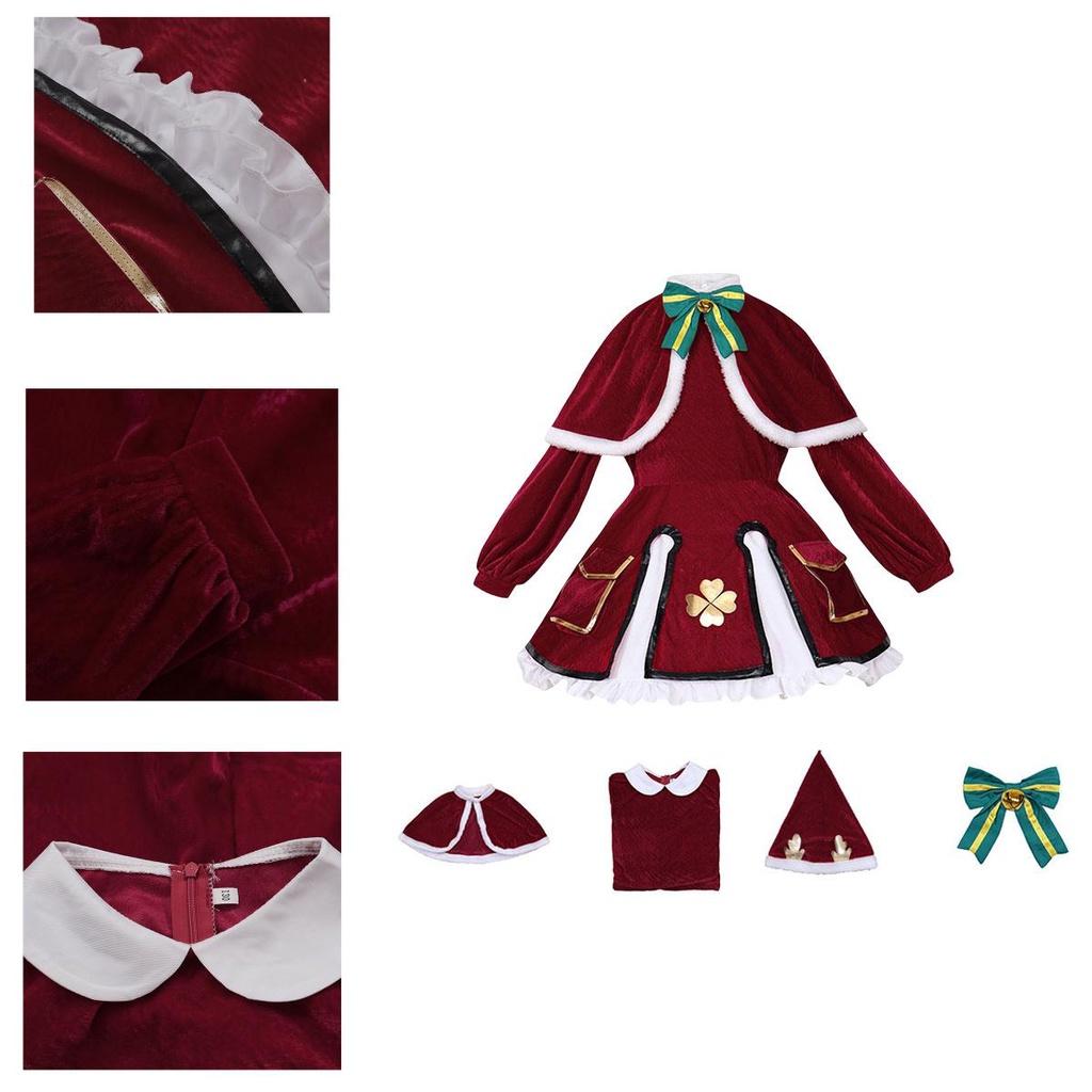 Conjunto de Fantasia Cosplay de Natal da Klee Para Fãs de Anime Tecido de Veludo Estilo Fofo e Doce