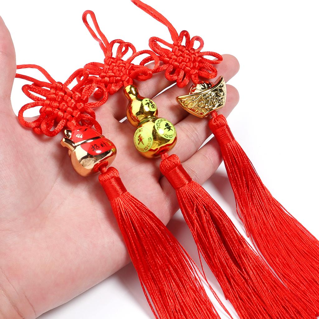 2pcs Chinese Knot Tassel Pendant Hanging Fortune Red Tassels Pendants For DIY Spring Festival New Year Gifts Home Decoration