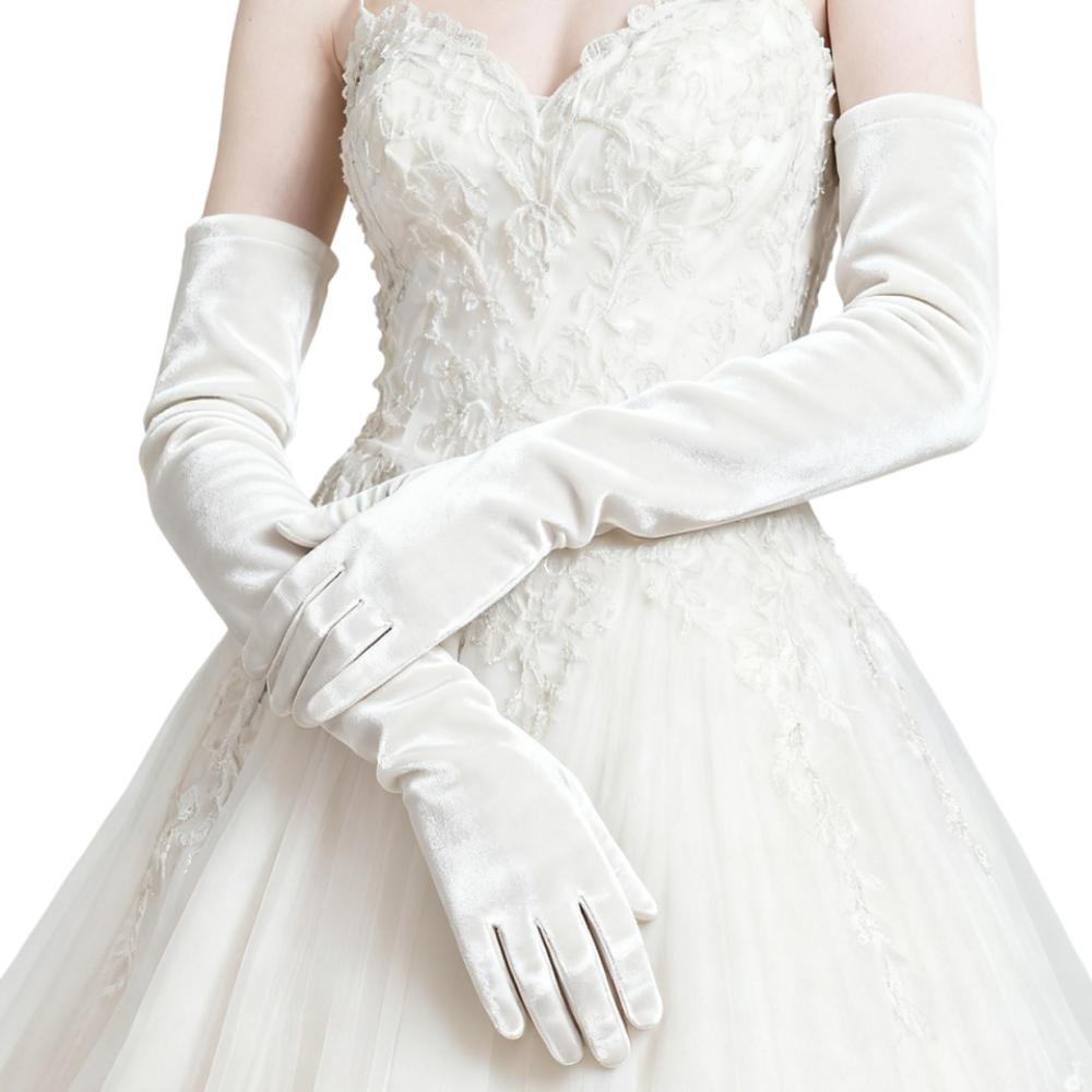 53cm Women's Fluffy Gloves Elegant Bride's Long Mittens Velvet Long Gloves  Dress-Up  Accessories