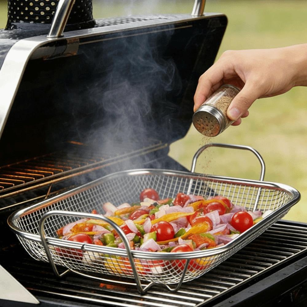 Rectangular Shape Barbecue Basket Stainless Steel Grilling Tray BBQ Grill Basket  Barbecue Cooking