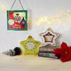 Fourcart Cute Handmade Glass Crafts Christmas Ornament Square x 6 Pieces [Stained Frame]