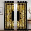 3D Print Modern Luxury Brand Design Black and Gold Pattern Thin Shading Polyester Curtain for Living Room Bedroom Decor Hooks