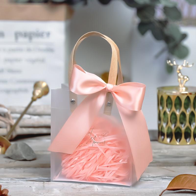 5 st Presentförpackningspåse PVC Genomskinlig Tote Bag Jul Lärarens dag Festival Högtid Presentpåsar Godispåse Lådor för Bröllop