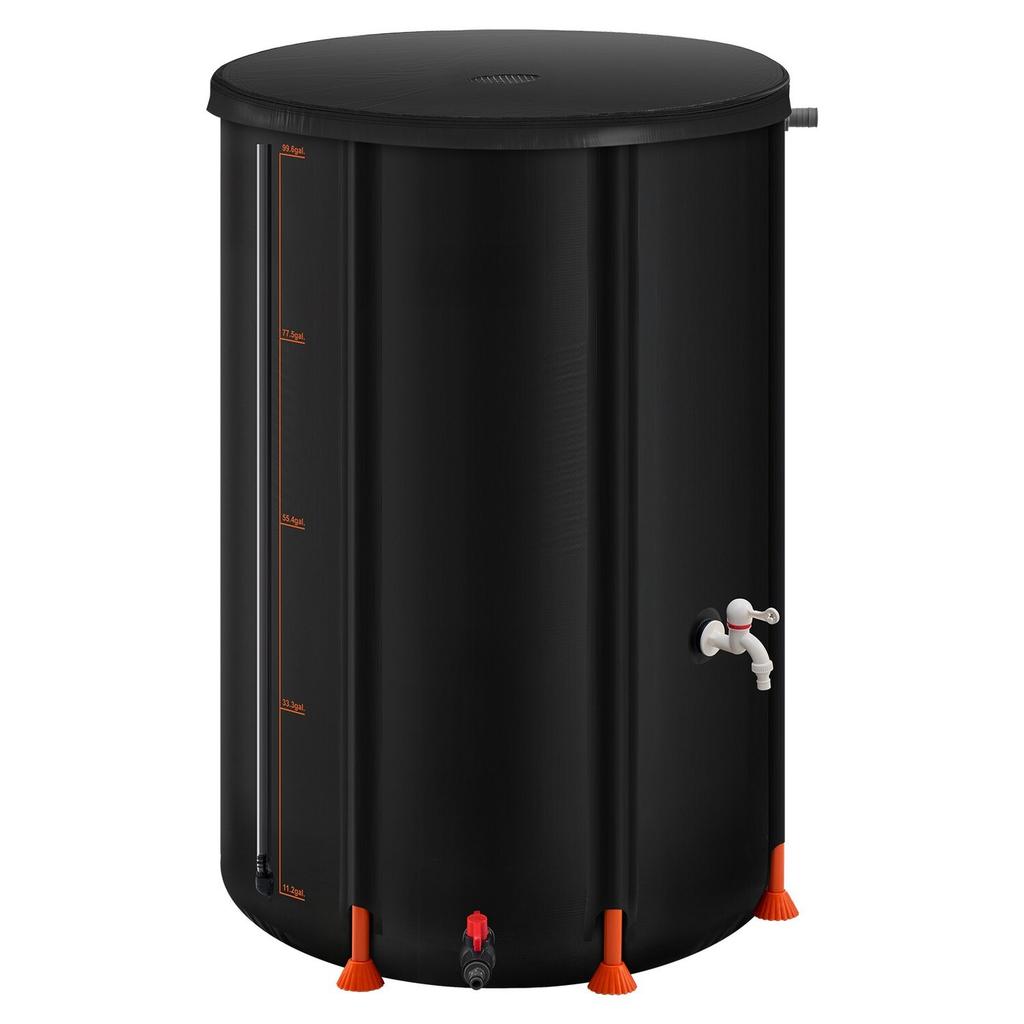 Faltbarer Regentonnen, 380 L Tragbarer Regenwassersammeltonne, 1000D PVC Regenwassersammelsystem, Gartenwasserauffangbehälter Lagerung