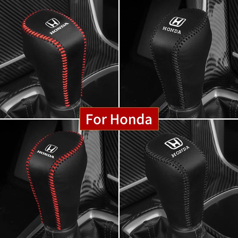 Car Logo Shift Cover Leather Handbrake Shift Sleeve Accessories For Honda Civic Accord CRV Fit Jazz Transalp CBR cb500x Odyssey akd256