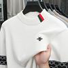 Men's O-Neck One Piece Velvet Pullover Knitwear Winter Color Blocked Bees Print Thicken Warm Handsome Menswear