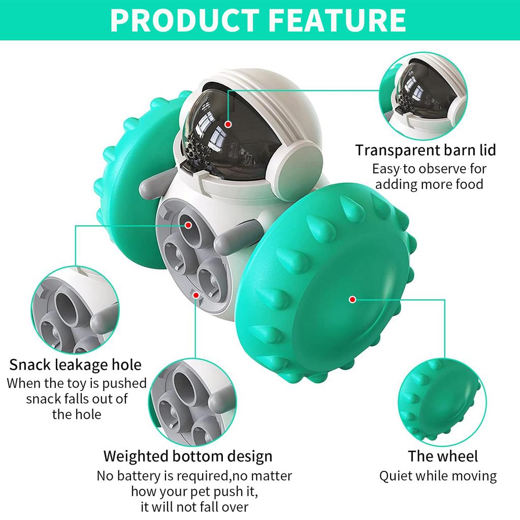 Interactive Food Toy for Dog and Cats, Pet Food Dispensor Tumbler Dog Treat Toy, Dog Slow Feeder Treat Dispensing Puzzle Toys Robot Shape