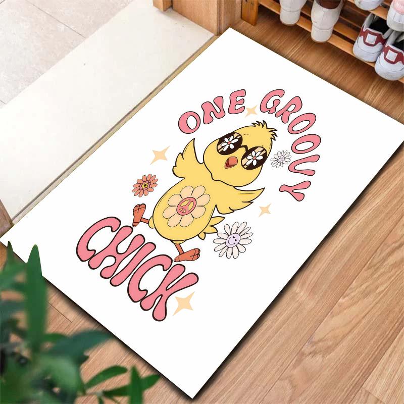 Retro Groovy Chick Carpet Rug For Living Room Bedroom Home Sofa Decoration Kids Play Nonslip Floor Mat