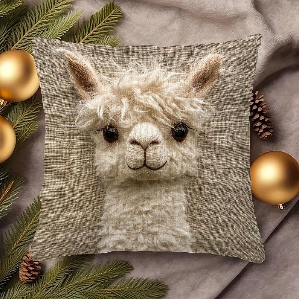 Panika Chen Unisex Fluffy Alpaca Pillow Cover Double Sided 2D Print Cozy Soft Pillow Cover Living Room Bedroom Sofa Decor Whimsical Accessory Gift