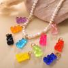 Koreaanse Schattige Beer Kleurrijke Snoep Oorbellen & Ketting Hanger Charms voor Vrouwen