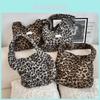 Fashionable Korean Ins Style Large Capacity Faux Lamb Wool Tote Bag In Leopard Print