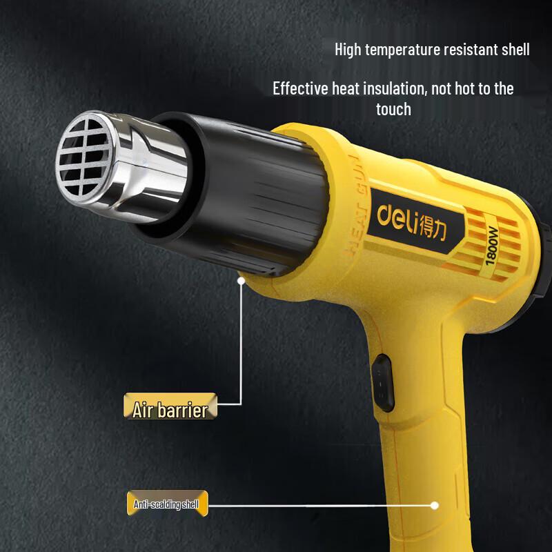 Deli 1800W Stepless Adjustable Temperature Heat Gun CN Plug (adapter Included)