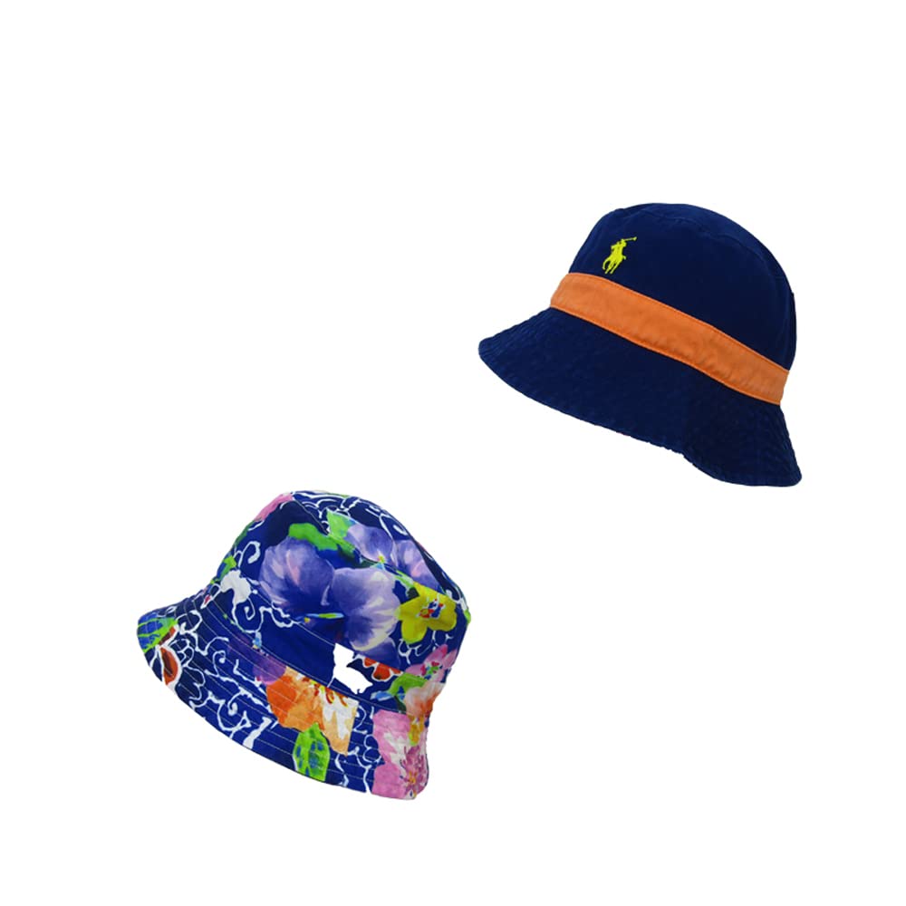 (Polo Ralph Lauren) Men's and Women's CottonPolyester Reversible Hat Cap (Navy lineAloha) 01080007-SM-HOLIDAYNAVY [Used]