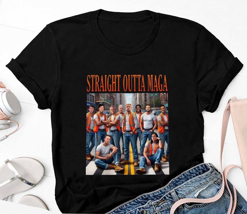 Trump Straight Outta Maga Shirt, Trump Vance Kennedy Musk Thug Life Unisex Shirt Unisex T-Shirt S