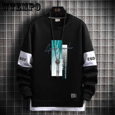 Cotton Men's Sweater Long Sleeved Spring and Autumn Coat Men's Young Students Loose T-shirt Men