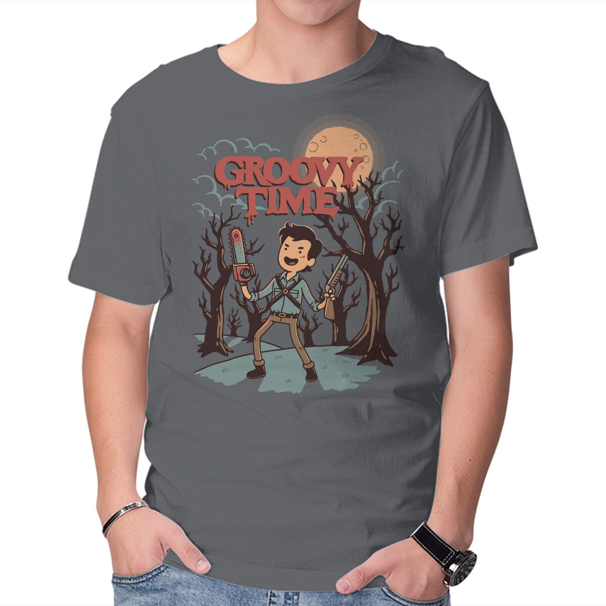 Unisex Crew Neck T-Shirt Groovy Time Graphic Short Sleeve Casual Tee XXXL