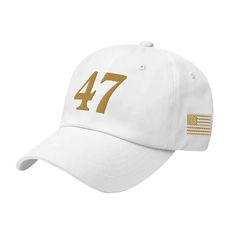 Casual Adult 47 Embroidered Peaked Baseball Cap Adjustable Outdoor Sun Hat for Men And Women White Black Red