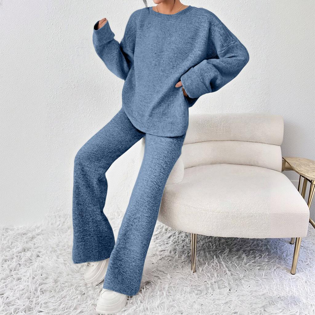 Women's Slim Fit Loose Comfort Solid Color Knitwear Set