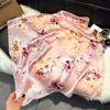 French Light Luxury Floral Small Square Scarf Simulation Silk Printing Silk Scarf Headscarf Women's Spring and Summer Scarf Temperament Scarf Scarf N