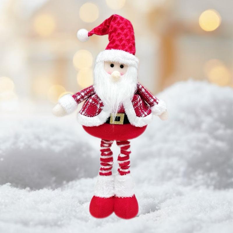 Telescopic Plush Christmas Ornaments: Snowman, Reindeer, Santa with Scarf