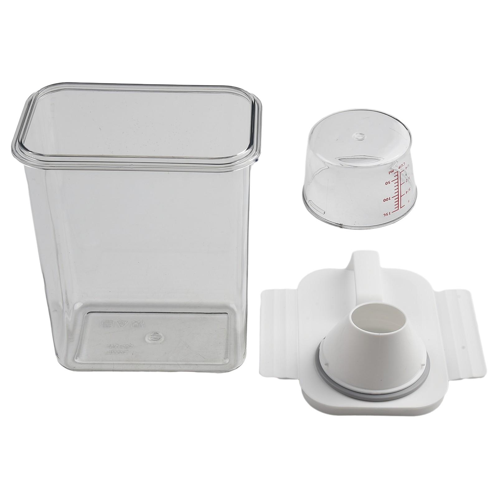 Double-Sided Snap Washing Powder Double-sided Snap Transparent White Washing Powder Dispenser With Measuring Cup 1100ML