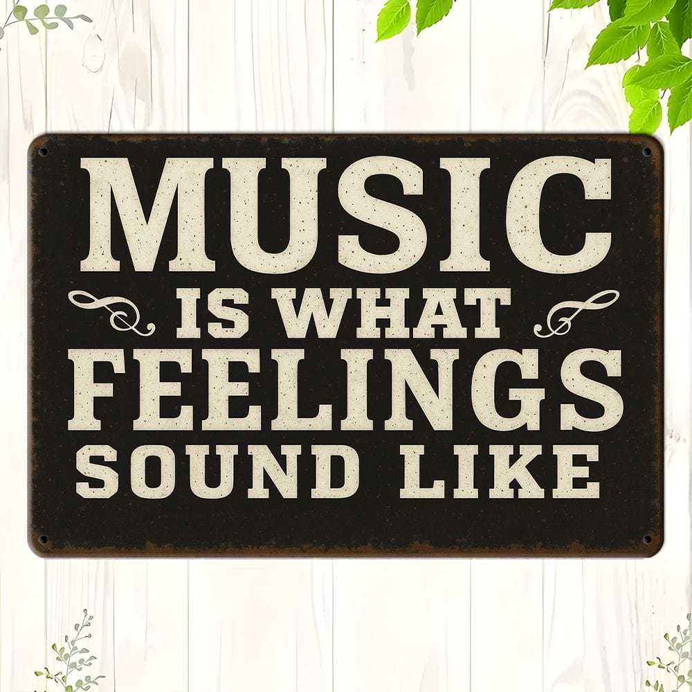 

Retro Music Is What Feelings Sound Like metal sign, 8x12 inch. чистый